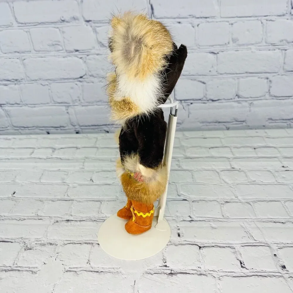 Vintage Artist Eskimo Girl Inuit Doll Native Alaskan Carlson Real Rabbit Fur